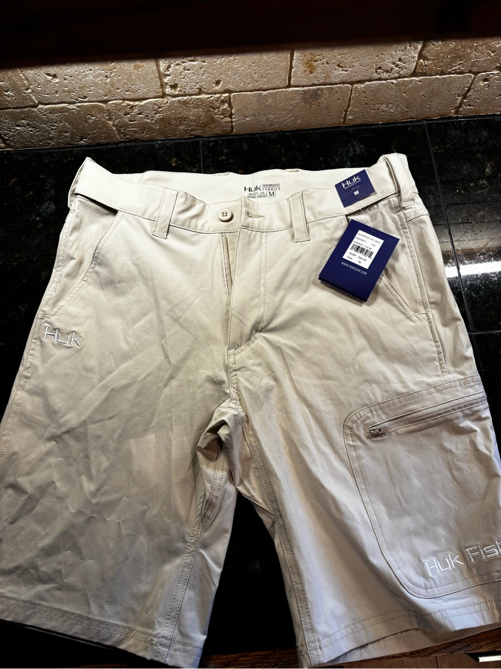 HUK Performance Fishing Khaki Shorts - Light Tan MENS NWT